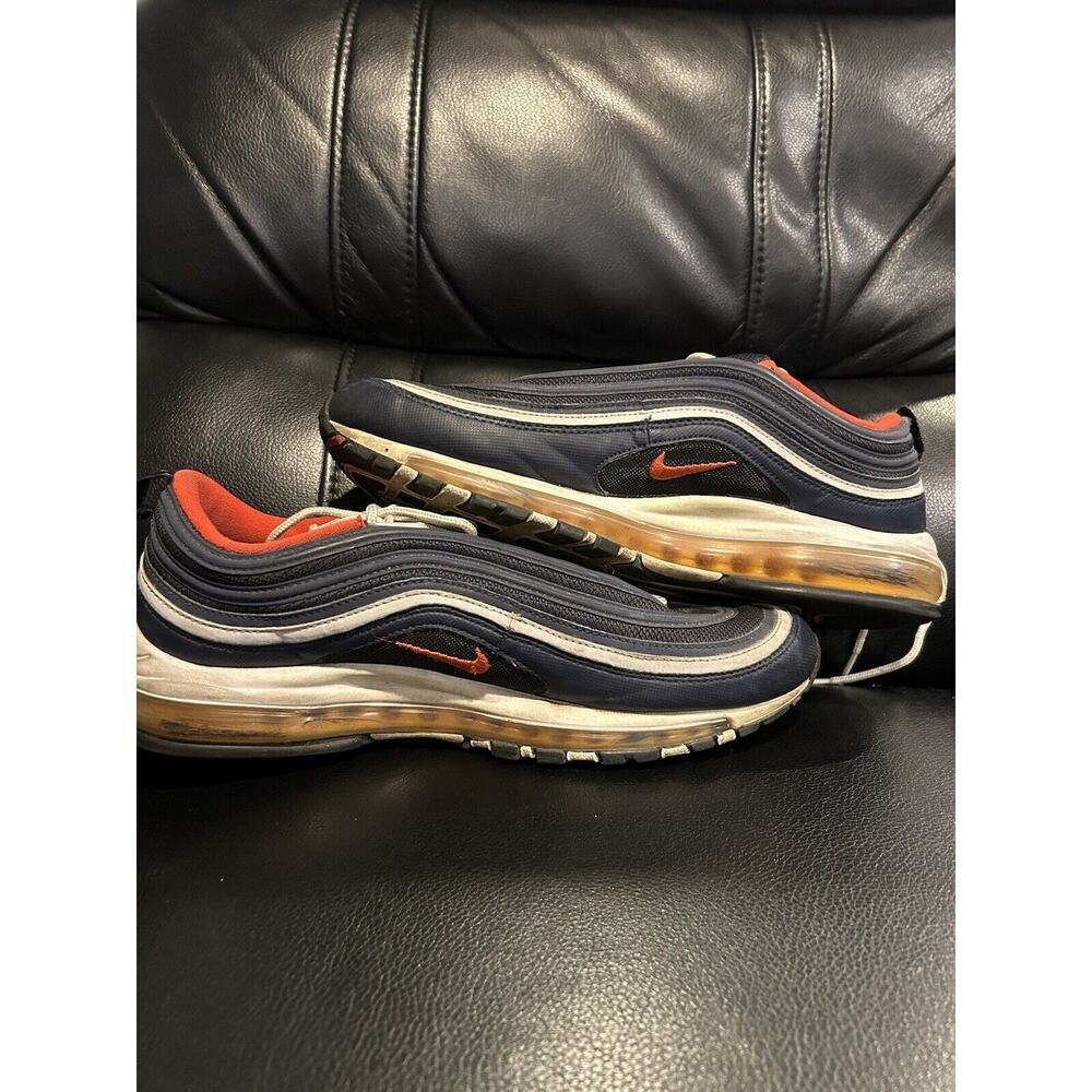 Nike Air Max 97 Midnight Navy Habanero Red White 921826-403 Men's Size 12